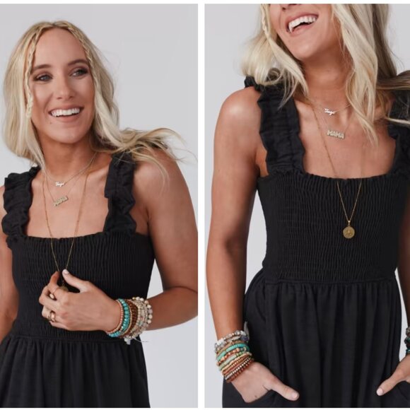 Three Bird Nest Elegant Black Ruffle Jumpsuit - Picture 7 of 7